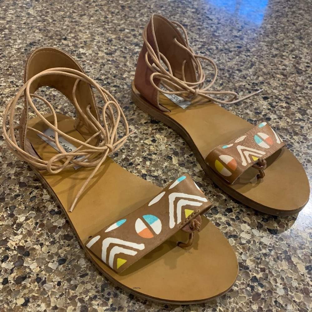 Steve Madden Leather Robbbie Ankle Lace-up Sandal